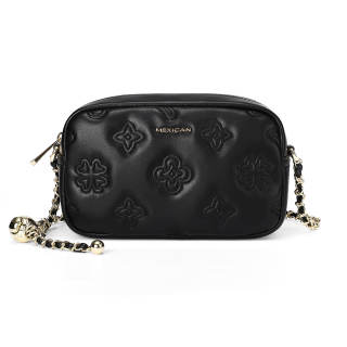 MEXICAN Polyurethane Crossbody Bag, Shoulder Bag, Small Square Bag Regular Women's Black/Ecru