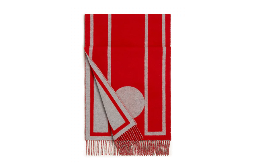 HERMES Casaque Knit Scarves Women's Red