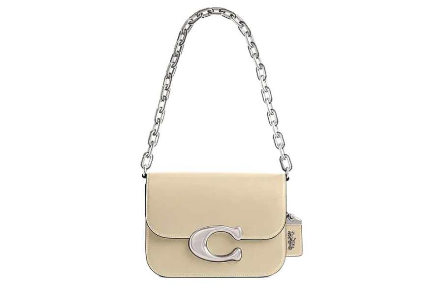 COACH IDOL Cow Leather Messenger Bag, One Shoulder Handbag Small Women's Ecru