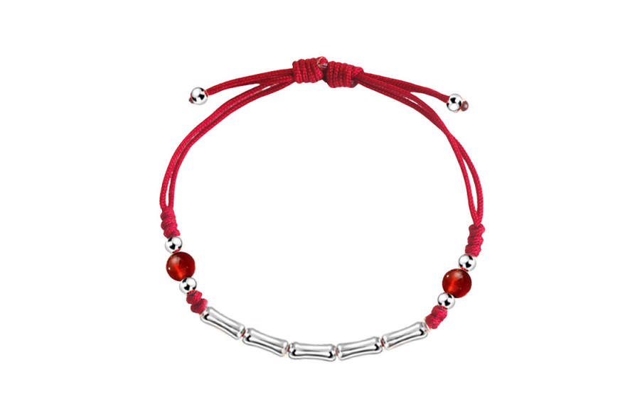 WINY WINY 925 Sterling Silver Rope Bracelets Unisex Red