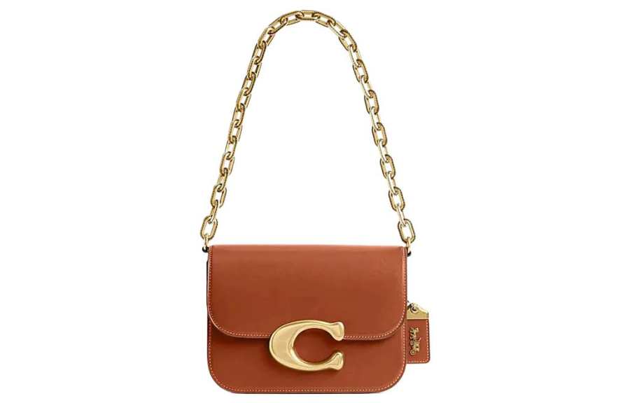 COACH Cow Leather Messenger Bag, One Shoulder Handbag Small Women's Brown