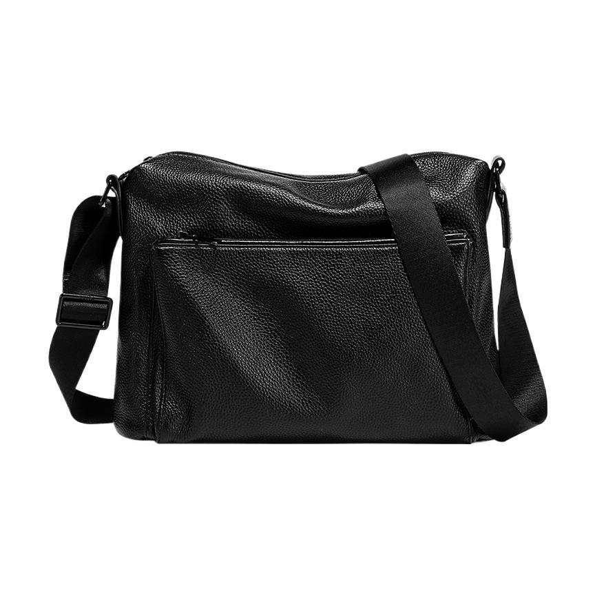 BJIAX Business Top Grain Cow Leather Crossbody Bag Men's Black