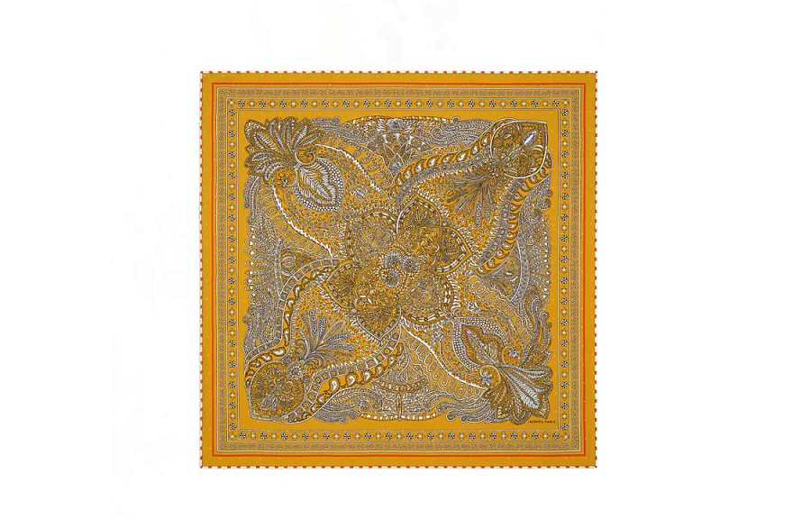 HERMES HERMES Silk Scarves Women's Yellow