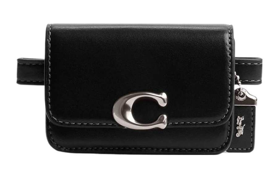 COACH Bandit Cow Leather Card Holder Sling Bag One Shoulder Crossbody Fanny Pack Mini Women's Black