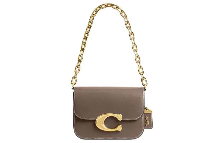 COACH IDOL Cow Leather Messenger Bag, Handbag, Shoulder Bag Small Women's Dark Lime Gray