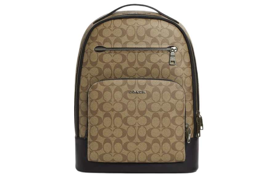 COACH COACH ETHAN Coated Canvas With Calfskin Backpack Men's Khaki