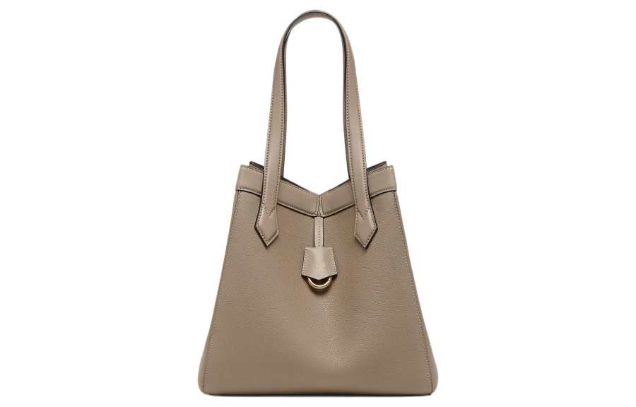 FENDI Calfskin Bucket Bag, One Shoulder Handbag Medium Women's Dove Gray