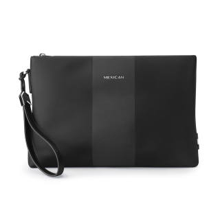 MEXICAN Canvas Clutch Envelope Card Holder, Wallet Integrated Clutch Men's Pure Black