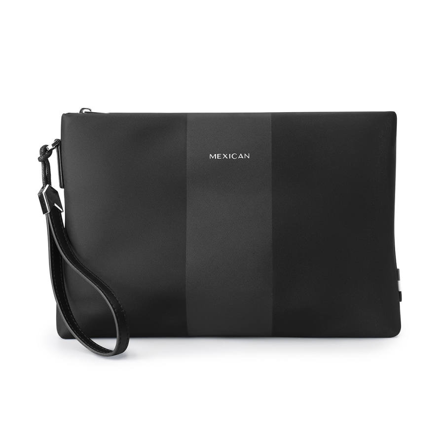 MEXICAN Canvas Clutch Envelope Card Holder, Wallet Integrated Clutch Men's Pure Black