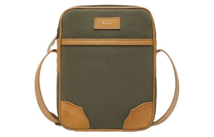 BALLY Fabric With Cow Leather Camera Bag, Shoulder Bag, Crossbody Bag Regular Men's Green