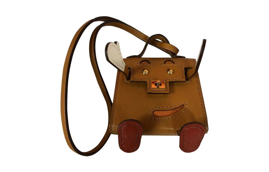 HERMES Kelly With Cow Leather And Sheepskin Kelly Bag Accessory Bag Charm Bag Merchandise Women's Gold Brown
