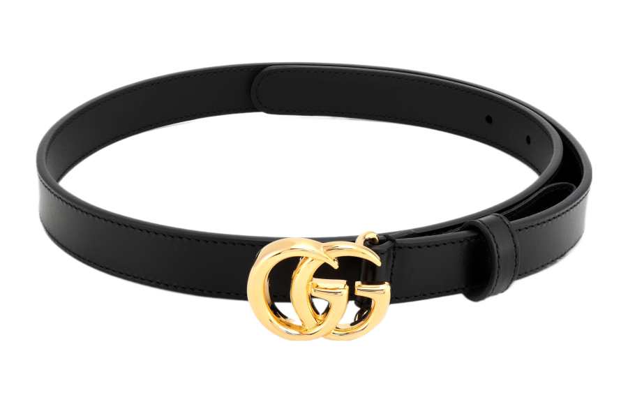 GUCCI GUCCI Gg Marmont Thin Leather Belt With Shiny Buckle .8 Width