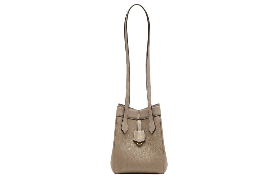 FENDI Full grain Calf Leather Bucket Bag, Handbag, Shoulder Bag Mini Women's Dove Gray