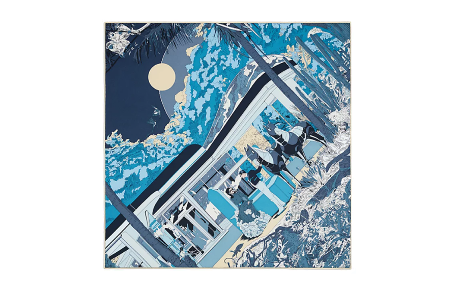 HERMES HERMES Silk Scarves Women's Blue