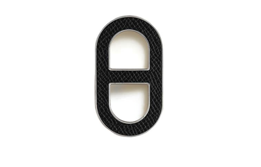 HERMES Chaine D'Ancre Calve Leather Brooches Unisex Black