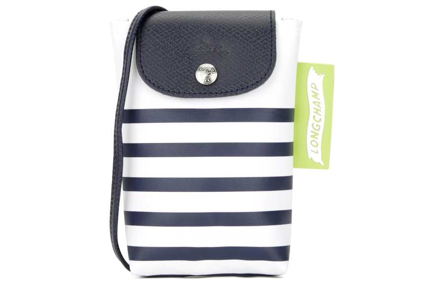 LONGCHAMP Canvas Cell Phone Pouch, Shoulder Bag, Crossbody Bag Mini Women's Blue & White
