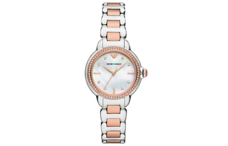 EMPORIO ARMANI Three Hand Two Tone Stainless Steel Watch