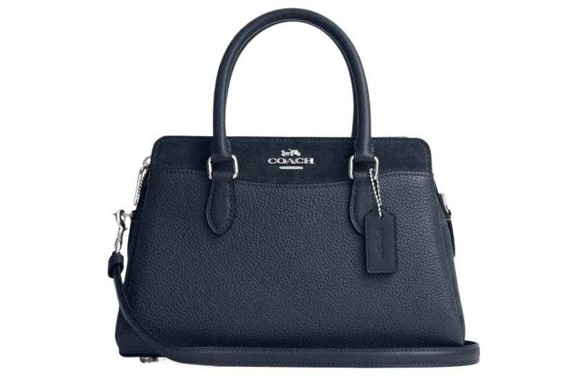 COACH Pebbled Leather Tote Bag, Shopping Bag, One Shoulder Handbag Small Women's Blue