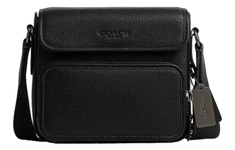 COACH Sullivan Pebble Texture Cow Leather Crossbody Bags Small Men's Black