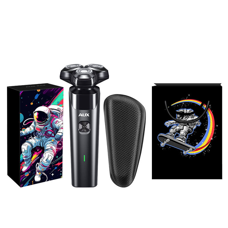 AUX 338 Rotary Razors Stainless Steel Triple Blade Full body Washable Smart Rechargeable Men's Electric