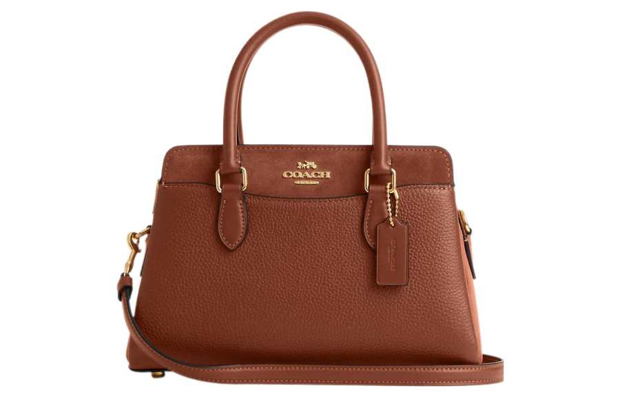 COACH Pebbled Leather Tote Bag, Shopping Bag, One Shoulder Handbag Small Women's Brown