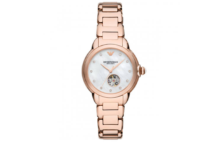 EMPORIO ARMANI Wrist Watches Automatic Mechanical Movement Stainless Steel Strap 34mm White Dial Women's Watch
