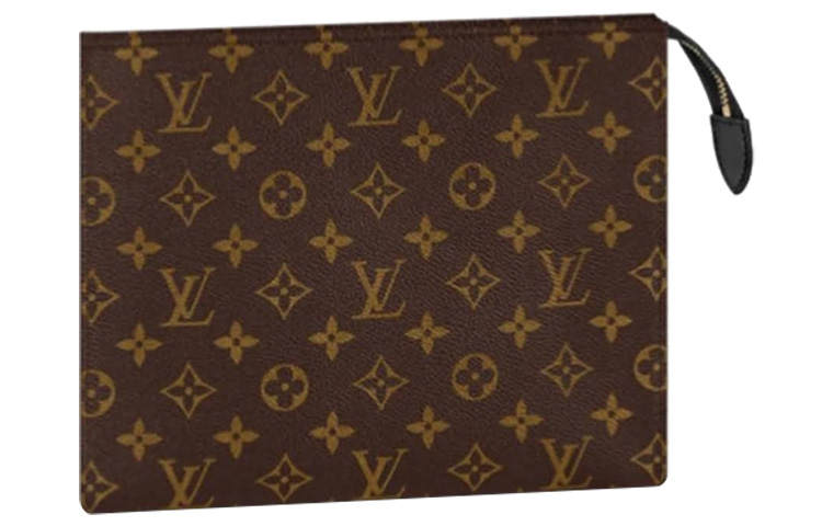LOUIS VUITTON Poche Toilette Coated Canvas With Leather Trim Clutch Toiletry Bag Medium Unisex Brown