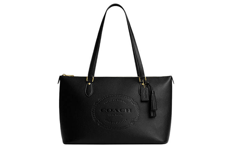 COACH Gallery Leather Tote Bag, Shopping Bag, Handbag, Shoulder Bag Large Women's Black