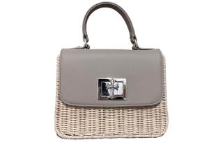 Chrome Hearts Leather Bamboo Weave Crossbody Handbag Women's Milk Tea