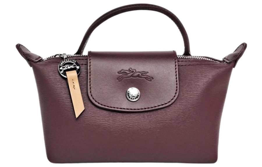 LONGCHAMP Le Pliage City Coated Canvas With Leather Dumpling Bag Handbag Women's Dark Purple