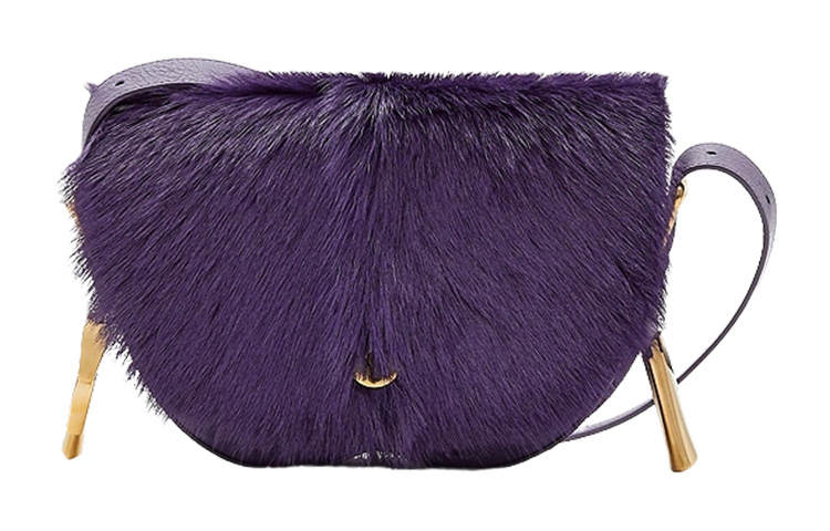 Burberry Calfskin With Cashmere Shoulder Bag, Crossbody Bag Women's Ribbon Purple