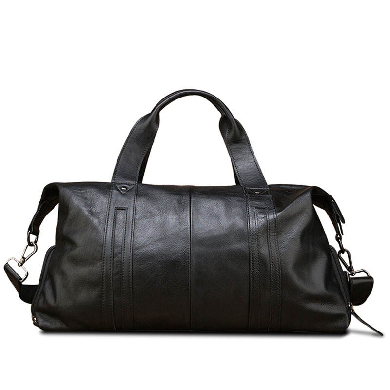 Simple & Nature Cow Leather Handbag, Shoulder Bag, Crossbody Bag, Travel Bag Large Men's Black