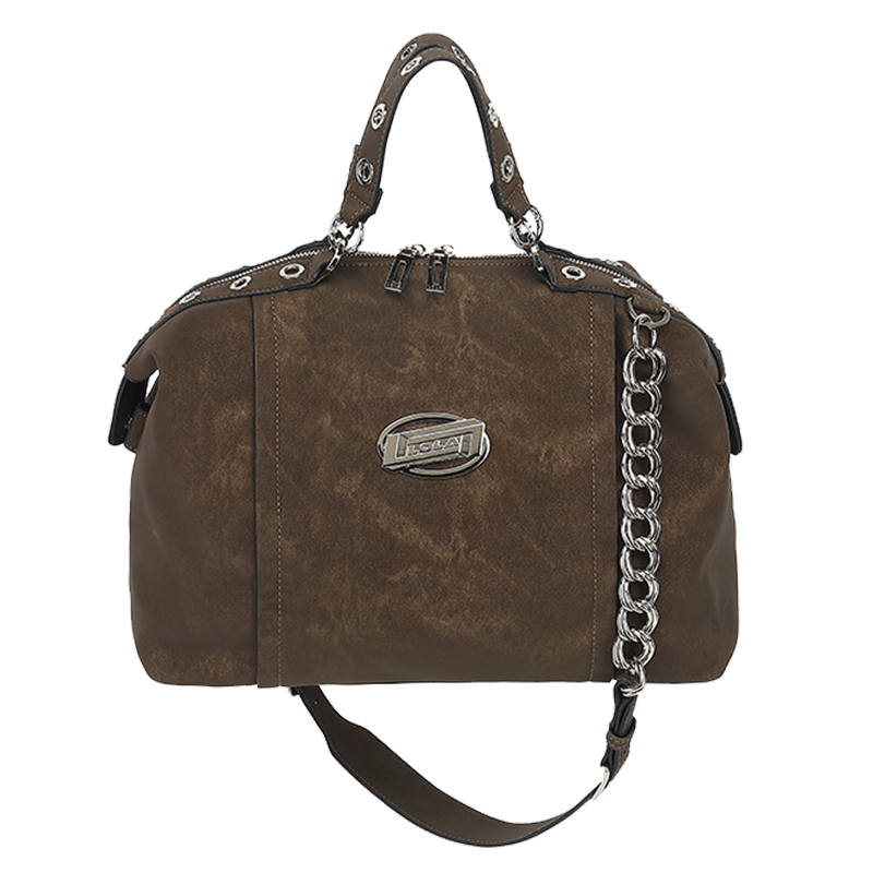 LOLA DESIGN Pu Tote Bag, Shopping Bag, Crossbody Bag, One Shoulder Handbag Medium Women's Silver/Black/Coffee