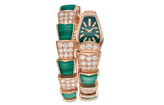 BVLGARI Serpenti Series Wrist Watches Quartz Movement 18K Rose Gold Strap 26mm Green Dial Women's Watch