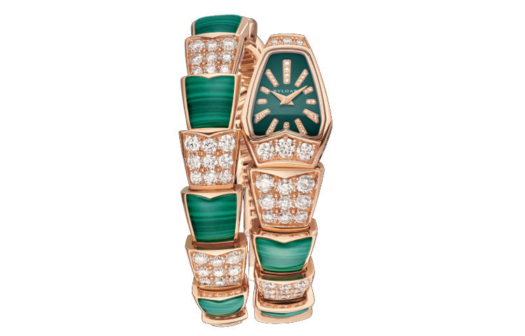 BVLGARI Serpenti Series Wrist Watches Quartz Movement 18K Rose Gold Strap 26mm Green Dial Women's Watch