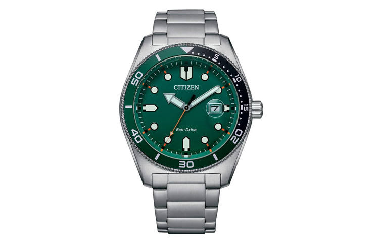 CITIZEN Light Powered Quartz Movement Stainless Steel Strap Watch Men's Watches Green Dial