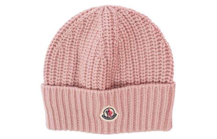 Moncler 【Zoomed Imagery】logo-patch ribbed-knit beanie