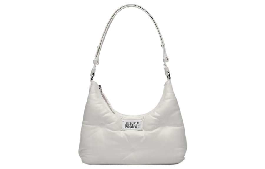 Maison Margiela Lambskin With Calfskin Hobo Bag, Shoulder Bag, Handbag Small Women's White