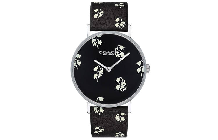 COACH Perry Wrist Watches Quartz Movement Genuine Leather Strap 36mm Black Dial Women's Watch 30m Water Resistant