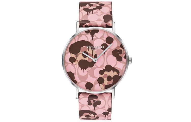 COACH Perry Wrist Watches Quartz Movement Leather Strap 36mm Pink Watch Dial Women's Watch 30m Water Resistant