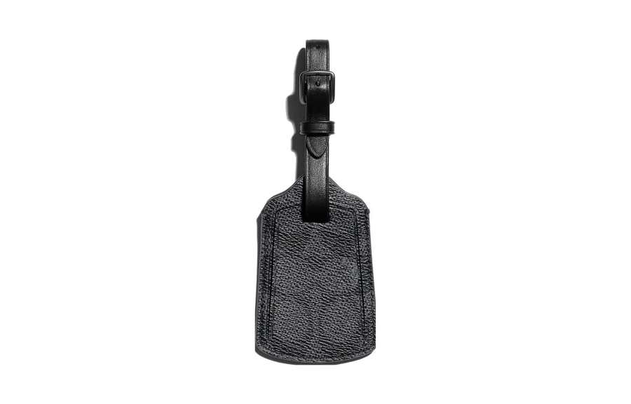 COACH Luggage Tag Coated Canvas With Calfskin Luggage Label Bag Accessory Men's Black