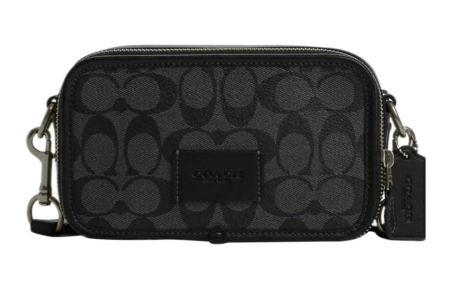 COACH Wyatt Signature Coated Canvas With Smooth Calfskin Shoulder Bag, Crossbody Bag Small Men's Black