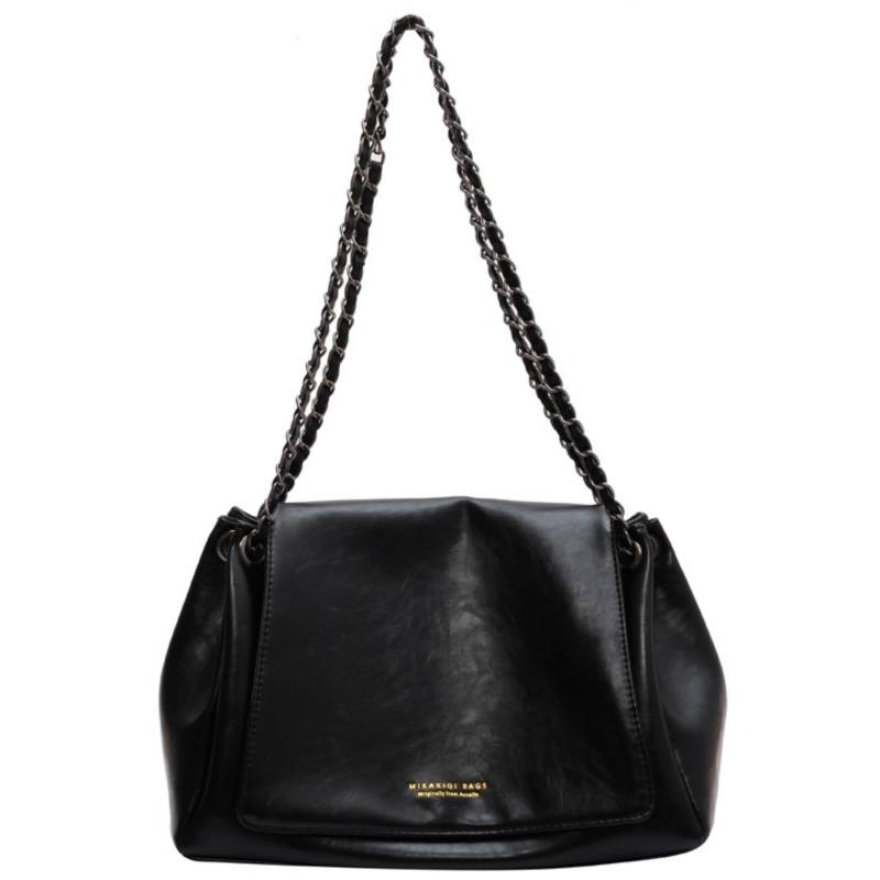 NOMK PU Leather Shoulder Bag, Crossbody Bag, Tote Shoulder Bag Large Women's Black/Brown