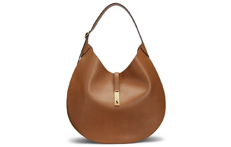 Polo Ralph Lauren Polo ID Cow Leather Handbag, Shoulder Bag Women's Light Brown
