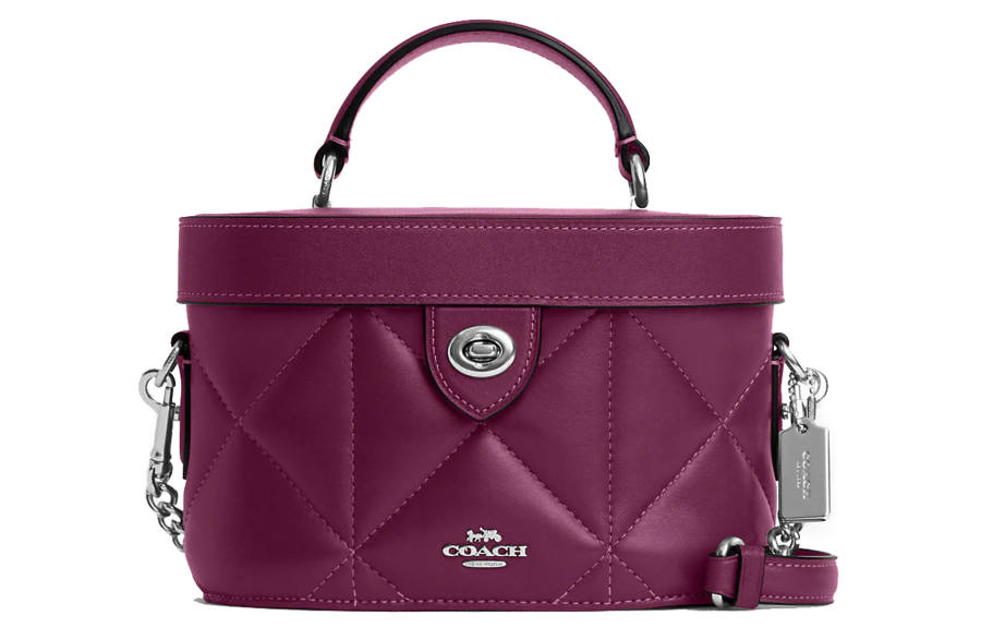 COACH Kay Nappa Leather Box Bag, Handbag, Shoulder Bag, Crossbody Bag Small Women's Purple