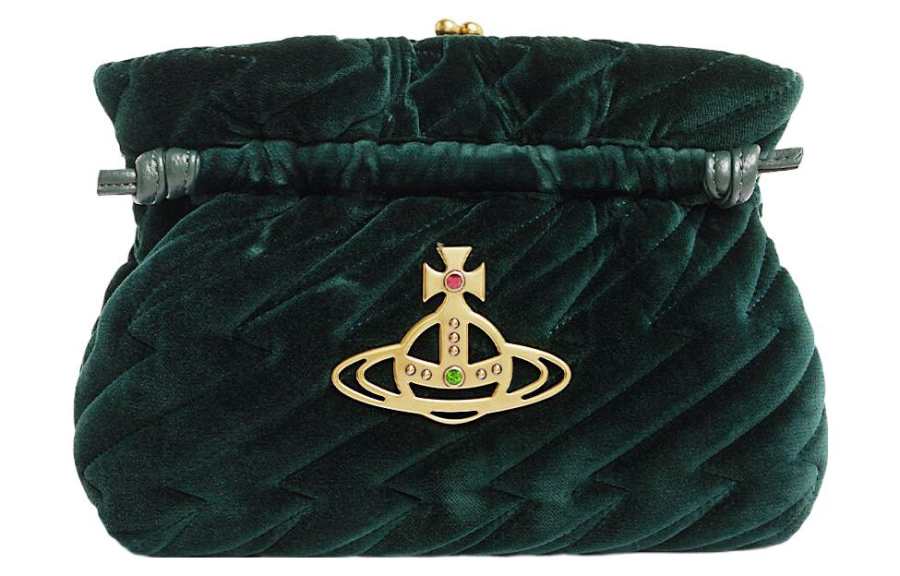 Vivienne Westwood Eva Lint One Shoulder Clutch Small Women's Green