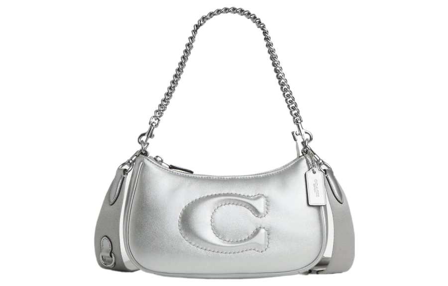 COACH Teri Cow Leather Shoulder Bag, Crossbody Bag Medium Women's Silver
