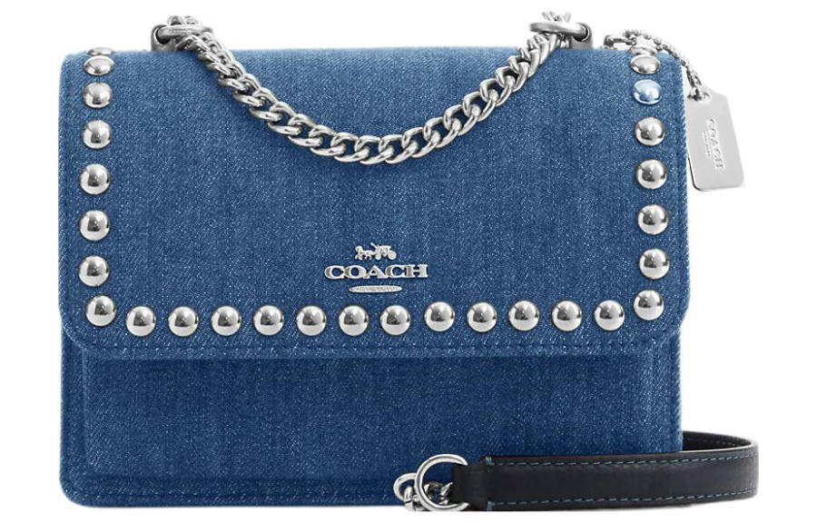 COACH Klare Denim, Leather Shoulder Bag, Crossbody Bag Small Women's Blue