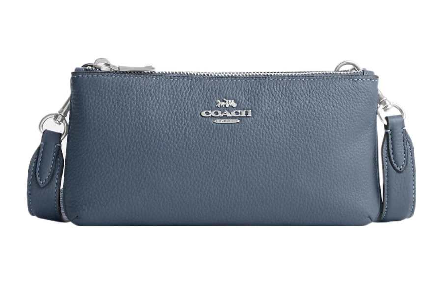 COACH Pebbled Leather Envelope Bag, Crossbody Bag, Shoulder Bag Small Women's Blue