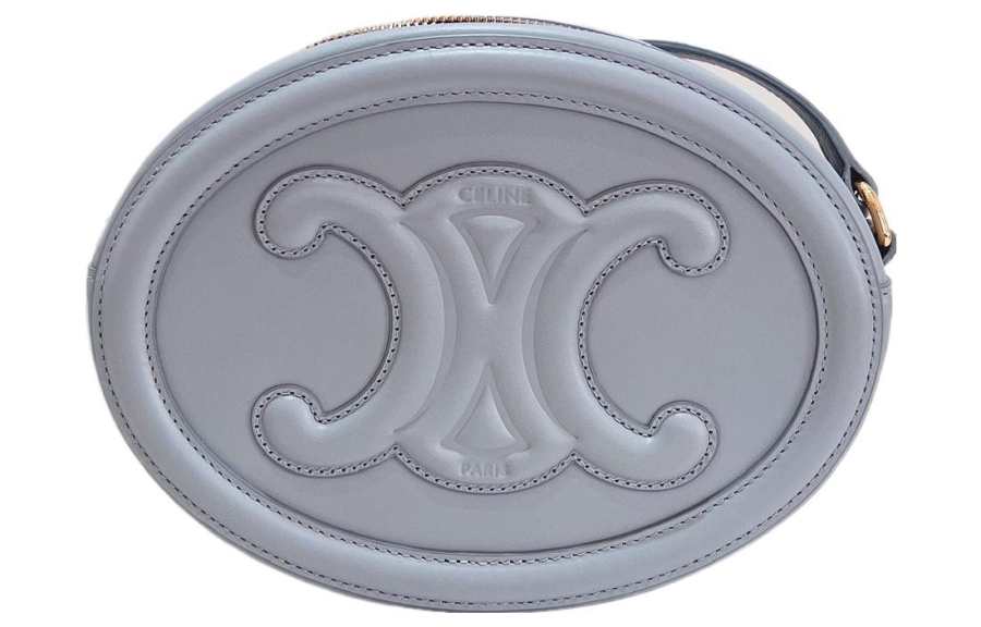CELINE Cuir Triomphe Smooth Cow Leather Mooncake Bag, Shoulder Bag, Crossbody Bag Women's Light Blue